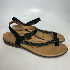 Aetrex Evie‎ braided leather sandals black womens size 41